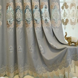 Chenille Halbverdunkelungsvorhang, Maßgefertigt, Vorhang Mit Europäischer Blumenstickerei, Für Wohnzimmer Und Schlafzimmer