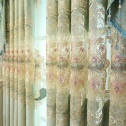Chenille Halbverdunkelungsvorhang, Maßgefertigt, Vorhang Mit Europäischer Blumenstickerei, Für Wohnzimmer Und Schlafzimmer