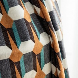 Chenille-Vorhang, Maßgefertigt, Vorhang Im Nordischen Stil, Geometrisch Bedruckt, Verdunkelung