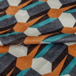 Chenille-Vorhang, Maßgefertigt, Vorhang Im Nordischen Stil, Geometrisch Bedruckt, Verdunkelung