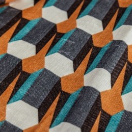 Chenille-Vorhang, Maßgefertigt, Vorhang Im Nordischen Stil, Geometrisch Bedruckt, Verdunkelung