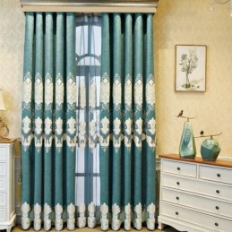 Stickerei-Vorhang, Maßgefertigt, Vorhang, Europäische Blume, Halbverdunkelnd, Für Wohnzimmer, Schlafzimmer