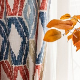 Chenille-Vorhang Nach Maß, Vorhang Mit Rautenmuster, Bedruckt, Nordischer Stil, Verdunkelung
