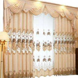 Chenille-Halbverdunkelungsvorhang, Maßgefertigt, Vorhang Im Europäischen Stil, Blumenstickerei Für Wohnzimmer Und Schlafzimmer