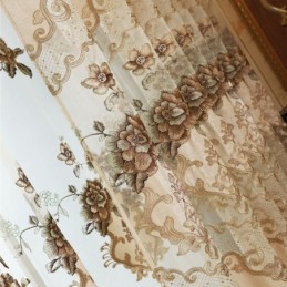 Chenille-Halbverdunkelungsvorhang, Maßgefertigt, Vorhang Im Europäischen Stil, Blumenstickerei Für Wohnzimmer Und Schlafzimmer