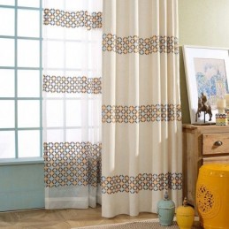 Verdunkelungsvorhang Aus Baumwollleinen, Maßgefertigt, Nordisch, Geometrisch, Bestickt, Für Wohnzimmer, Schlafzimmer