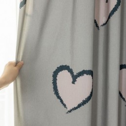 Baumwollgardine Maßgardine Herzförmig Bedruckt Nordisch