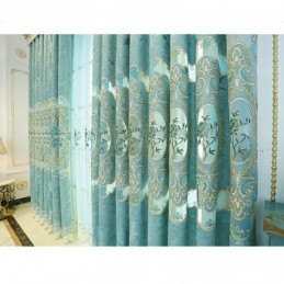 Europäischer Halbverdunkelungsvorhang, Maßgefertigt, Vorhang Mit Blumenstickerei, Chenille, Für Wohnzimmer Und Schlafzimmer