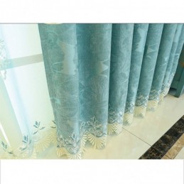 Europäischer Halbverdunkelungsvorhang, Maßgefertigt, Vorhang Mit Blumenstickerei, Chenille, Für Wohnzimmer Und Schlafzimmer