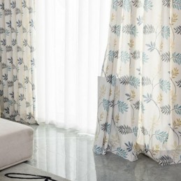 Baumwollgardine Nach Maß, Vorhang Im Nordischen Stil Mit Blattmuster