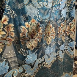 Chenille Halbverdunkelungsvorhang, Maßgefertigt, Vorhang Mit Europäischer Blumenstickerei, Für Wohnzimmer Und Schlafzimmer