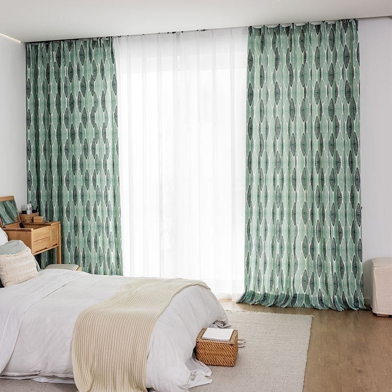Vorhang Mit Blattdruck, Maßgefertigt, Nordischer Stil, Baumwolle