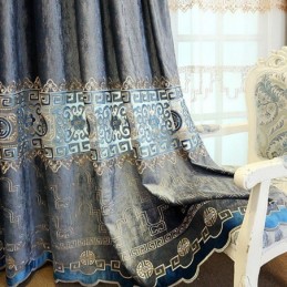 Halbverdunkelungsvorhang, Maßgefertigt, Vorhang Im Chinesischen Stil, Twill-Samt-Stickerei Für Wohnzimmer Und Schlafzimmer