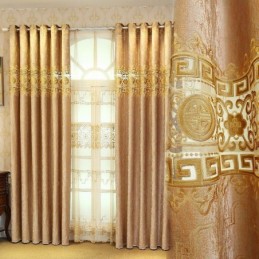 Halbverdunkelungsvorhang, Maßgefertigt, Vorhang Im Chinesischen Stil, Twill-Samt-Stickerei Für Wohnzimmer Und Schlafzimmer