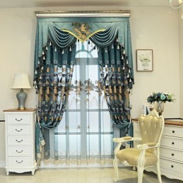 Chenille Halbverdunkelungsvorhänge Im Chinesischen Stil, Berge, Stickerei, Wohnzimmer, Schlafzimmer