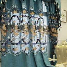 Chenille Halbverdunkelungsvorhänge Im Chinesischen Stil, Berge, Stickerei, Wohnzimmer, Schlafzimmer