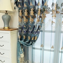 Chenille Halbverdunkelungsvorhänge Im Chinesischen Stil, Berge, Stickerei, Wohnzimmer, Schlafzimmer