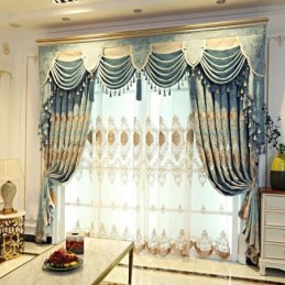 Chenille-Vorhang, Maßgefertigt, Vorhang Mit Europäischer Blumenstickerei Für Wohnzimmer Und Schlafzimmer