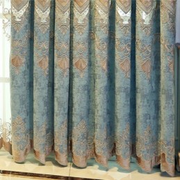 Chenille-Vorhang, Maßgefertigt, Vorhang Mit Europäischer Blumenstickerei Für Wohnzimmer Und Schlafzimmer