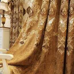 Chenille-Vorhang, Maßgefertigt, Vorhang Mit Europäischer Blumenstickerei Für Wohnzimmer Und Schlafzimmer