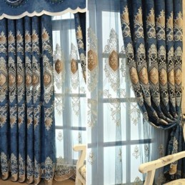 Chenille-Vorhang, Maßgefertigt, Vorhang Mit Europäischer Blumenstickerei Für Wohnzimmer Und Schlafzimmer