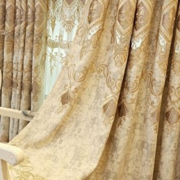 Chenille-Halbverdunkelungsvorhang, Maßgefertigt, Vorhang Mit Europäischer Blumenstickerei, Für Wohnzimmer Und Schlafzimmer
