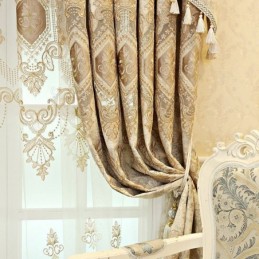 Chenille-Halbverdunkelungsvorhang, Maßgefertigt, Vorhang Mit Europäischer Blumenstickerei, Für Wohnzimmer Und Schlafzimmer