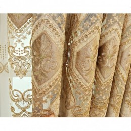 Chenille-Halbverdunkelungsvorhang, Maßgefertigt, Vorhang Mit Europäischer Blumenstickerei, Für Wohnzimmer Und Schlafzimmer