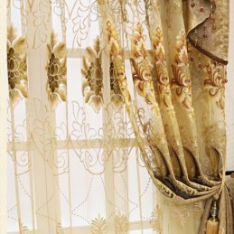Chenille Halbverdunkelungsvorhang, Maßgefertigt, Vorhang Mit Europäischer Blumenstickerei, Für Wohnzimmer Und Schlafzimmer