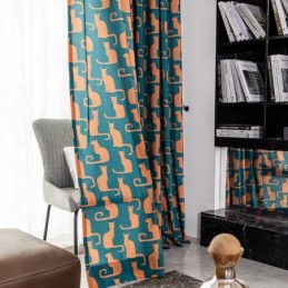 Baumwollgardine Nach Maß, Vorhang Mit Kätzchen-Print, Nordischer Stil