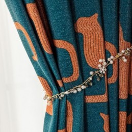 Baumwollgardine Nach Maß, Vorhang Mit Kätzchen-Print, Nordischer Stil