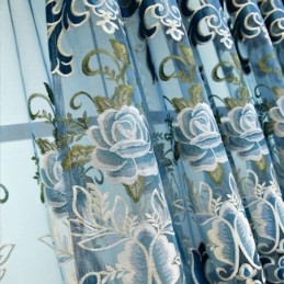 Chenille Halbverdunkelungsvorhänge Im Europäischen Stil Mit Blumenstickerei Für Wohnzimmer Und Schlafzimmer