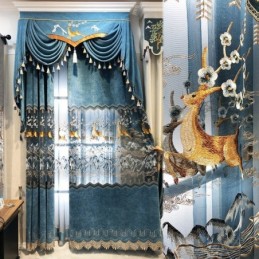 Nordic Chenille Vorhänge Fawn Stickerei Semi Blackout Für Wohnzimmer Schlafzimmer