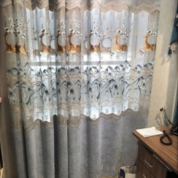 Nordic Chenille Vorhänge Fawn Stickerei Semi Blackout Für Wohnzimmer Schlafzimmer