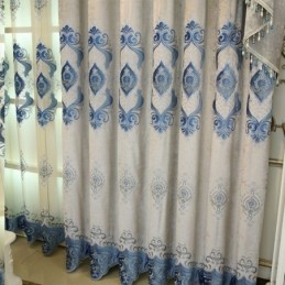 Chenille-Vorhang, Maßgefertigt, Vorhang Mit Europäischer Blumenstickerei, Halbverdunkelnd, Für Wohnzimmer Und Schlafzimmer