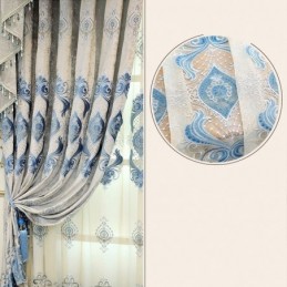 Chenille-Vorhang, Maßgefertigt, Vorhang Mit Europäischer Blumenstickerei, Halbverdunkelnd, Für Wohnzimmer Und Schlafzimmer