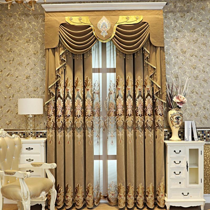 Chenille-Halbverdunkelungsvorhang, Maßgefertigt, Vorhang Mit Europäischer Blumenstickerei, Für Wohnzimmer, Schlafzimmer, Fenster