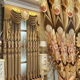Chenille-Halbverdunkelungsvorhang, Maßgefertigt, Vorhang Mit Europäischer Blumenstickerei, Für Wohnzimmer, Schlafzimmer, Fenster