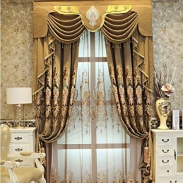 Chenille-Halbverdunkelungsvorhang, Maßgefertigt, Vorhang Mit Europäischer Blumenstickerei, Für Wohnzimmer, Schlafzimmer, Fenster