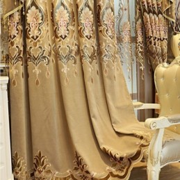 Chenille-Halbverdunkelungsvorhang, Maßgefertigt, Vorhang Mit Europäischer Blumenstickerei, Für Wohnzimmer, Schlafzimmer, Fenster