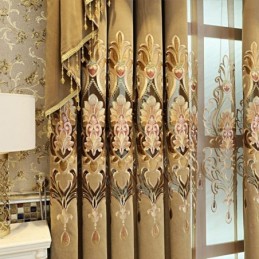 Chenille-Halbverdunkelungsvorhang, Maßgefertigt, Vorhang Mit Europäischer Blumenstickerei, Für Wohnzimmer, Schlafzimmer, Fenster