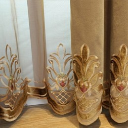 Chenille-Halbverdunkelungsvorhang, Maßgefertigt, Vorhang Mit Europäischer Blumenstickerei, Für Wohnzimmer, Schlafzimmer, Fenster