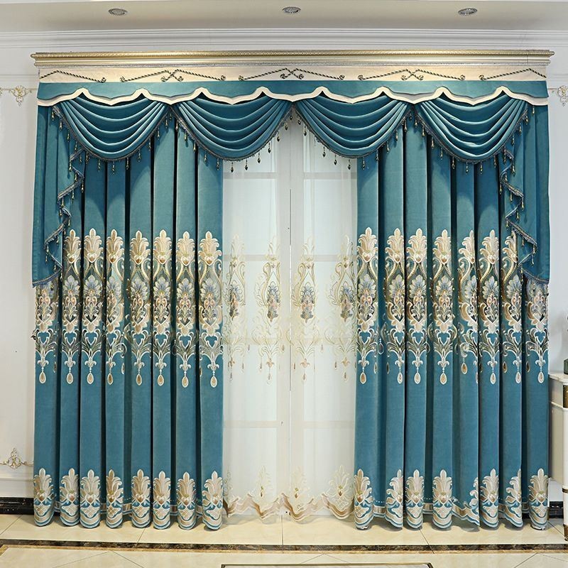 Chenille Halbverdunkelungsvorhang, Maßgefertigter Vorhang, Europäische Blumenstickerei, Fenstervorhang Für Wohnzimmer Und Schlafzimmer