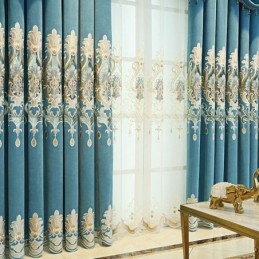 Chenille Halbverdunkelungsvorhang, Maßgefertigter Vorhang, Europäische Blumenstickerei, Fenstervorhang Für Wohnzimmer Und Schlafzimmer