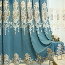 Chenille Halbverdunkelungsvorhang, Maßgefertigter Vorhang, Europäische Blumenstickerei, Fenstervorhang Für Wohnzimmer Und Schlafzimmer