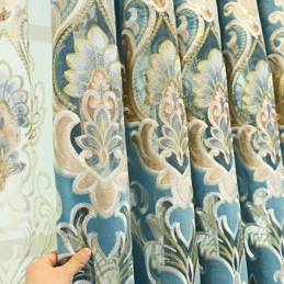 Chenille Halbverdunkelungsvorhang, Maßgefertigter Vorhang, Europäische Blumenstickerei, Fenstervorhang Für Wohnzimmer Und Schlafzimmer