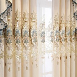 Chenille Halbverdunkelungsvorhang, Maßgefertigter Vorhang, Europäische Blumenstickerei, Fenstervorhang Für Wohnzimmer Und Schlafzimmer
