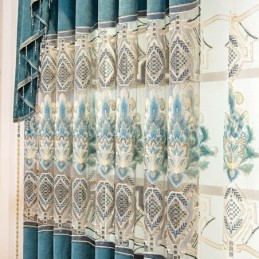 Chenille-Vorhang, Maßgefertigt, Vorhang Mit Europäischer Blumenstickerei, Halbverdunkelnd, Für Wohnzimmer Und Schlafzimmer