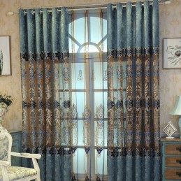 Chenille-Halbverdunkelungsvorhang, Maßgefertigt, Vorhang Mit Europäischer Blumenstickerei, Für Wohnzimmer Und Schlafzimmer