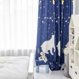 Baumwollgardine Nach Maß, Kindergardine, Eisbär-Print